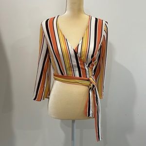 Forever 21 Stripe Wrap Style Top NWT Size S